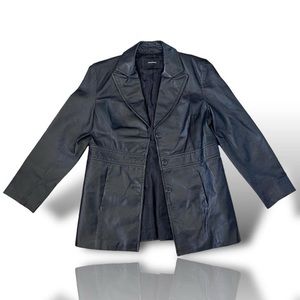 Genuine leather trench coat